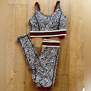 Gypsy Feather Leopard Leggings and Crop Top Bra.